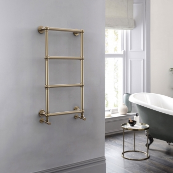 Vogue Ballerina Wall Mounted Heated Towel Rail 748mm H x 498mm W - Focus Brushed Brass | Product Image