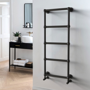 Vogue Ballerina Wall Mounted Matt Black Traditional Towel Rail | Product Image