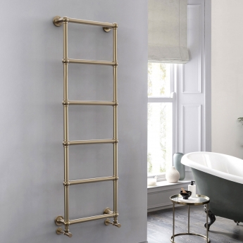 Vogue Ballerina Wall Mounted Heated Towel Rail 1548mm H x 498mm W - Focus Brushed Brass | Product Image