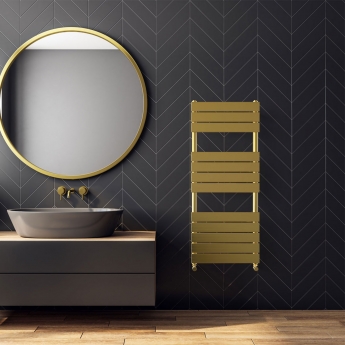 Vogue Concord Focus Brushed Brass Designer Heated Towel Rail | Product Image