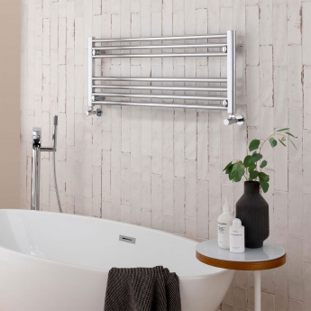 Vogue Focus Horizontal Straight Heated Ladder Towel Rail 400mm H x 1000mm W - Chrome | Product Image