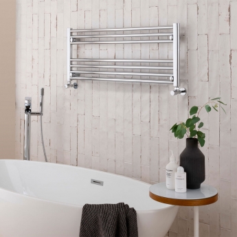 Vogue Focus Horizontal Chrome Heated Ladder Towel Rail | Product Image
