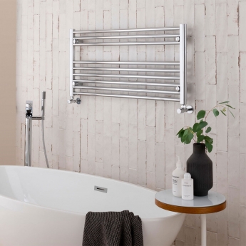 Vogue Focus Horizontal Straight Heated Ladder Towel Rail 500mm H x 1000mm W - Chrome | Product Image