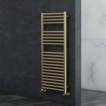 Vogue Focus Metallics Straight Heated Ladder Towel Rail 1200mm H x 500mm W - Brushed Brass | Product Image