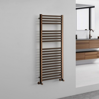 Vogue Focus Metallics Straight Heated Ladder Towel Rail 1200mm H x 500mm W - Brushed Bronze | Product Image
