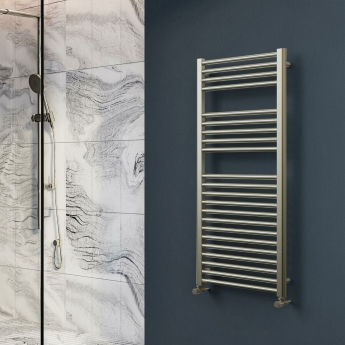 Vogue Focus Metallics Straight Heated Ladder Towel Rail 1200mm H x 500mm W - Satin Brushed Nickel | Product Image