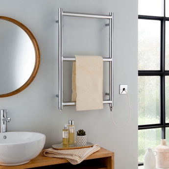 Vogue Grace Electric Chrome Heated Ladder Towel Rail | Product Image