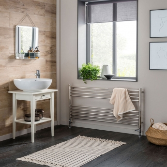 Vogue Pearl Straight Heated Ladder Towel Rail 600mm H x 1000mm W - Polished Stainless Steel | Product Image