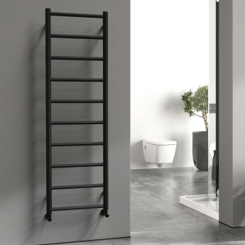Vogue Rhomba Textured Black Designer Aluminium Ladder Towel Rail | Product Image