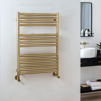 Vogue Studio Brushed Brass Heated Ladder Towel Rail | Product Image