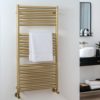 Vogue Studio Brushed Brass Heated Ladder Towel Rail | Product Image