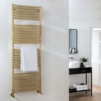Vogue Studio Brushed Brass Heated Ladder Towel Rail | Product Image