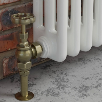 West Rosa Traditional Manual Radiator Valve and Lockshield Angled - Antique Brass | Product Image