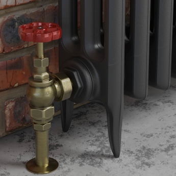 West Rosa Traditional Manual Radiator Valve and Lockshield Angled - Antique Brass | Product Image