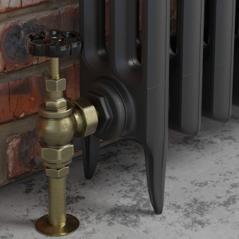 West Rosa Traditional Manual Radiator Valve and Lockshield Angled - Antique Brass | Product Image