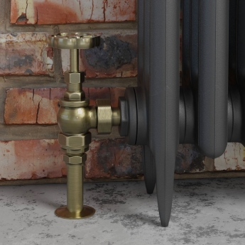 West Rosa Traditional Manual Radiator Valve and Lockshield Angled - Antique Brass | Product Image