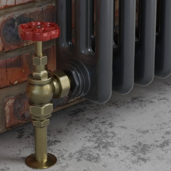 West Rosa Traditional Manual Radiator Valve and Lockshield Angled - Antique Brass | Product Image