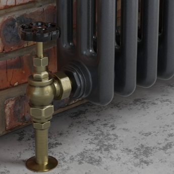 West Rosa Traditional Manual Radiator Valve and Lockshield Angled - Antique Brass | Product Image