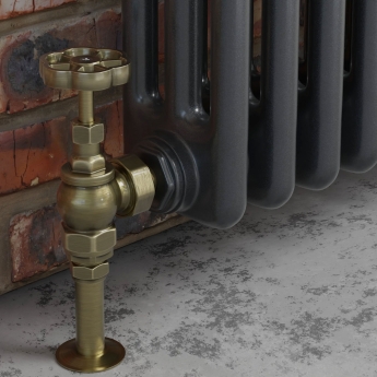 West Rosa Traditional Manual Radiator Valve and Lockshield Angled - Antique Brass | Product Image