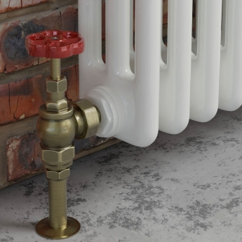 West Rosa Traditional Manual Radiator Valve and Lockshield Angled - Antique Brass | Product Image