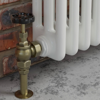 West Rosa Traditional Manual Radiator Valve and Lockshield Angled - Antique Brass | Product Image