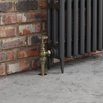 West Rosa Traditional Manual Radiator Valve and Lockshield Angled - Antique Brass | Product Image