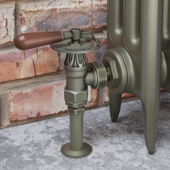 West Abbey Throttle Angled Manual Radiator Valve and Lockshield - Old English Brass | Product Image
