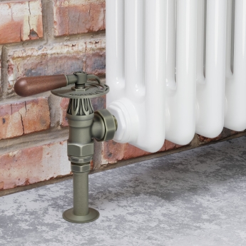West Abbey Throttle Angled Manual Radiator Valve and Lockshield - Old English Brass | Product Image