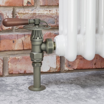 West Abbey Throttle Angled Manual Radiator Valve and Lockshield - Old English Brass | Product Image