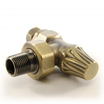 West Abbey Throttle Angled Manual Radiator Valve and Lockshield - Old English Brass