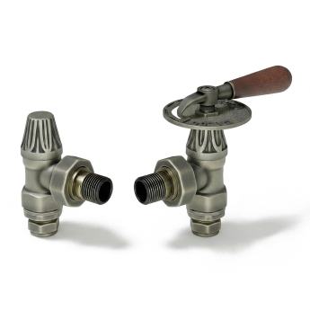 West Abbey Throttle Angled Manual Radiator Valve and Lockshield - Old English Brass | Product Image