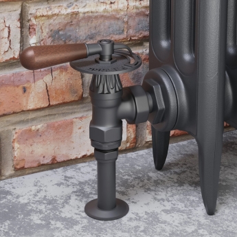 West Abbey Throttle Angled Manual Radiator Valve and Lockshield - Light Pewter | Product Image