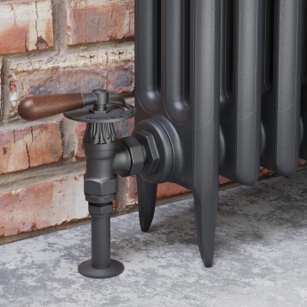 West Abbey Throttle Angled Manual Radiator Valve and Lockshield - Light Pewter | Product Image