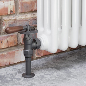 West Abbey Throttle Angled Manual Radiator Valve and Lockshield - Light Pewter | Product Image