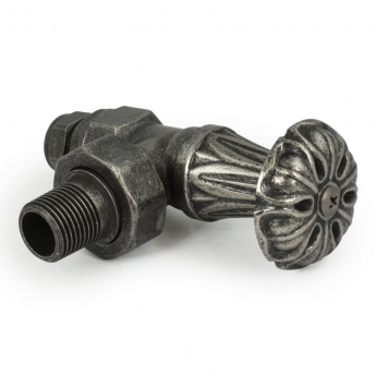 West Abbey Angled Manual Radiator Valves Pair - Pewter