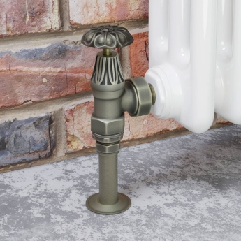 West Abbey Angled Manual Radiator Valve and Lockshield - Old English Brass | Product Image