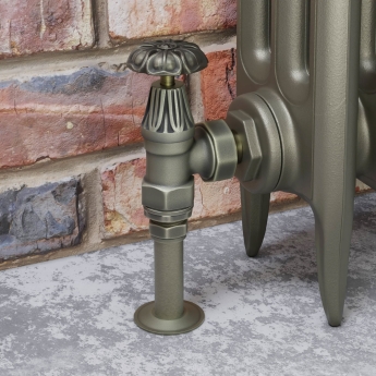 West Abbey Angled Manual Radiator Valve and Lockshield - Old English Brass | Product Image