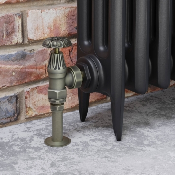 West Abbey Angled Manual Radiator Valve and Lockshield - Old English Brass | Product Image