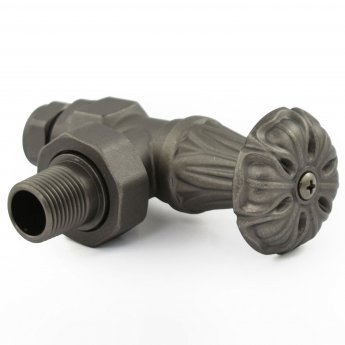 West Abbey Angled Manual Radiator Valve and Lockshield - Light Pewter