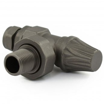 West Abbey Angled Manual Radiator Valve and Lockshield - Light Pewter