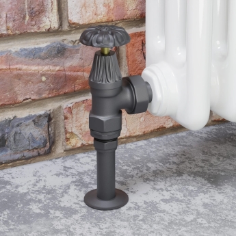West Abbey Angled Manual Radiator Valve and Lockshield - Light Pewter | Product Image