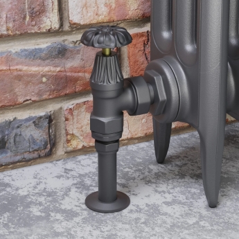 West Abbey Angled Manual Radiator Valve and Lockshield - Light Pewter | Product Image