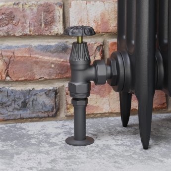 West Abbey Angled Manual Radiator Valve and Lockshield - Light Pewter | Product Image