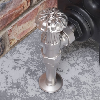 West Abbey Angled Manual Radiator Valve and Lockshield - Satin Nickel | Product Image