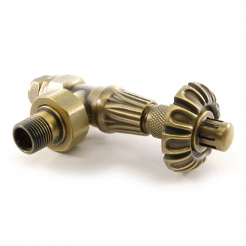 West Abbey Angled TRV Thermostatic Radiator Valve and Lockshield - Old English Brass