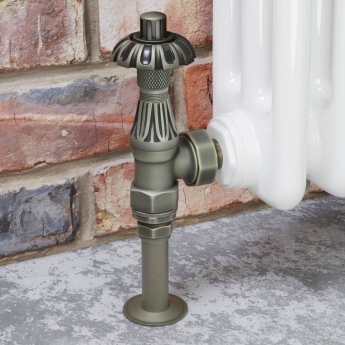 West Abbey Angled TRV Thermostatic Radiator Valve and Lockshield - Old English Brass | Product Image