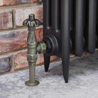 West Abbey Angled TRV Thermostatic Radiator Valve and Lockshield - Old English Brass | Product Image