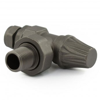 West Abbey Angled TRV Thermostatic Radiator Valve and Lockshield - Light Pewter