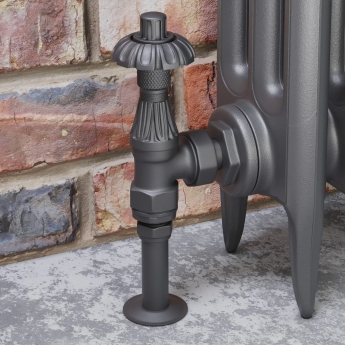West Abbey Angled TRV Thermostatic Radiator Valve and Lockshield - Light Pewter | Product Image