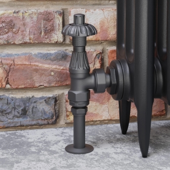 West Abbey Angled TRV Thermostatic Radiator Valve and Lockshield - Light Pewter | Product Image